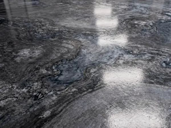 Gunmetal metallic polyaspartic floor colorway