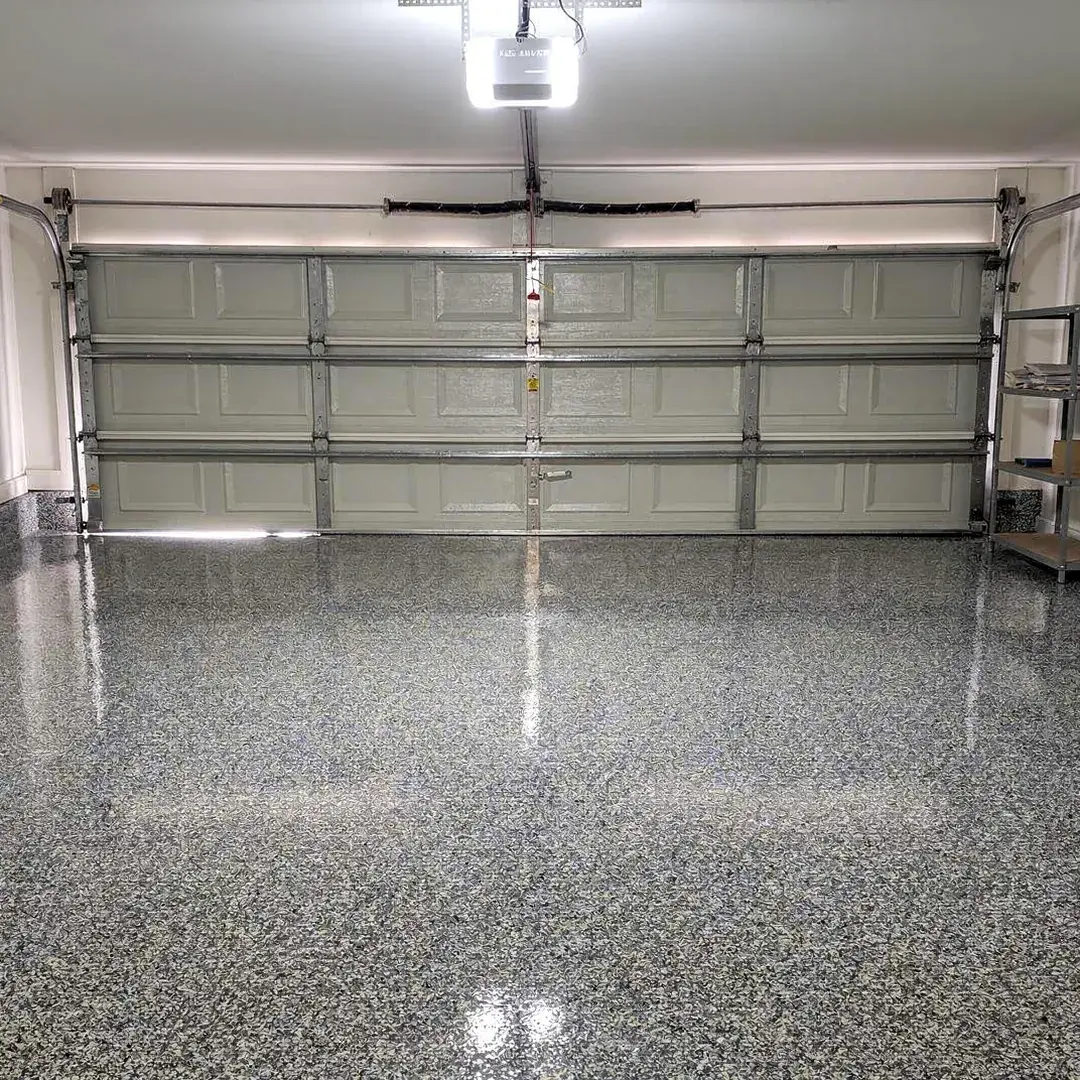 Gravel (FB-414) flake polyaspartic garage floor