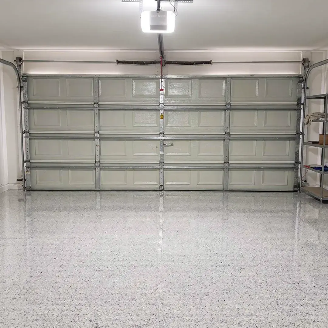Schist (F9307) flake polyaspartic garage floor